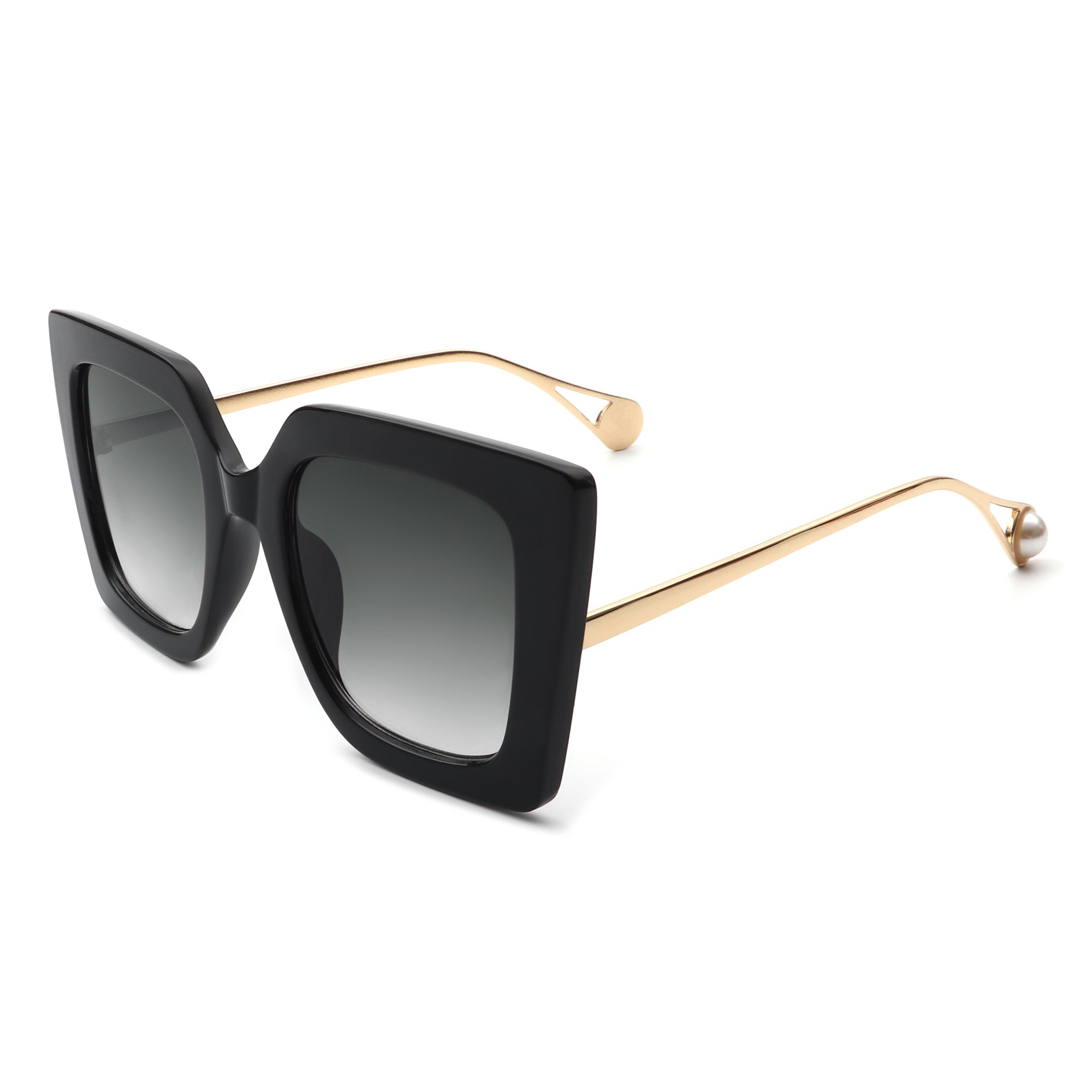 ⚡ Flash Sale — Luxurious Oversize Square Cat-Eye with Pearl-Tip Sunglasses