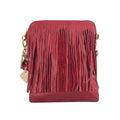 Flamingo Leather Fringe Handbag- Scarlet Red