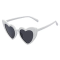 LITTLEHEART - Kids Girls Small Heart Shaped Sunglasses White Smoke Lens