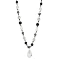 LO3817 - Antique Silver White Metal Necklace with Synthetic Synthetic Glass in Clear